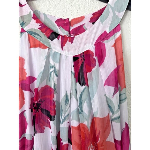 Calvin Klein Women's Floral-Print Halter Chiffon Maxi Dress White Multicolor 10 - Picture 9 of 12